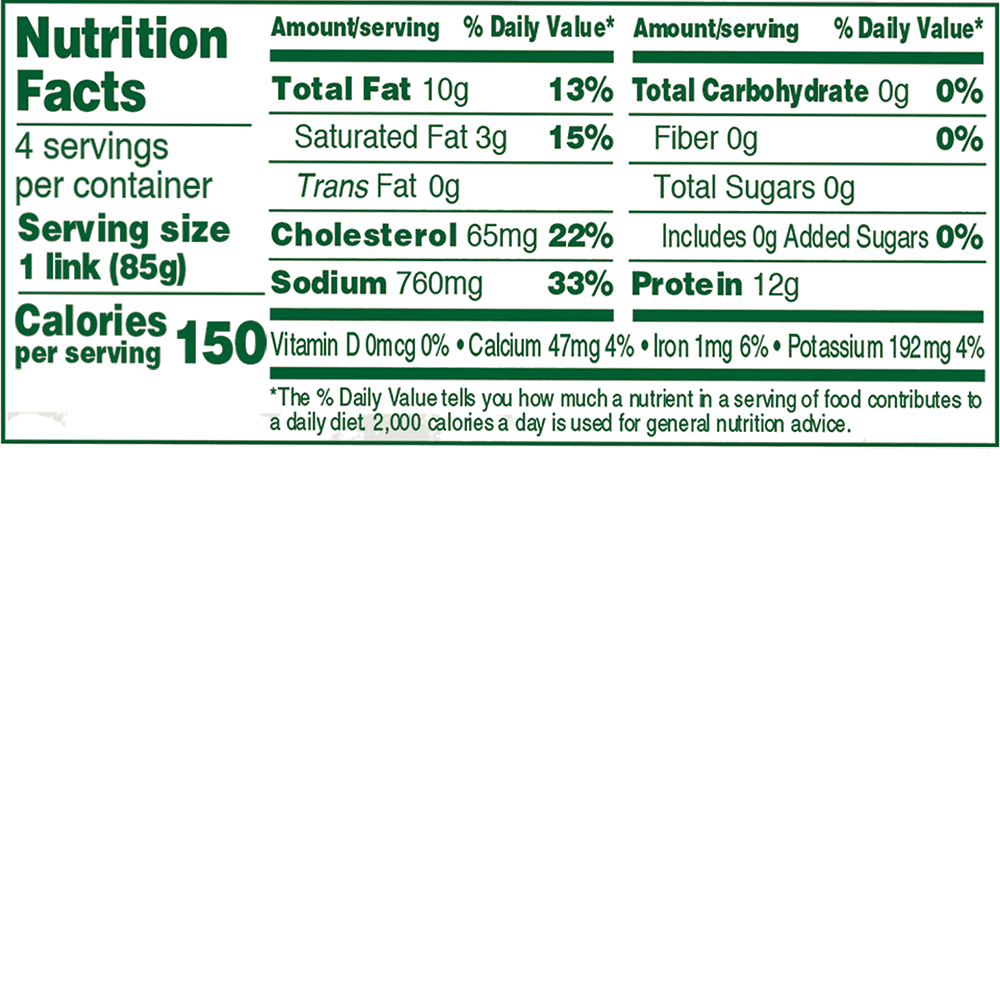 Organic Spinach & Feta Chicken Sausage Fact