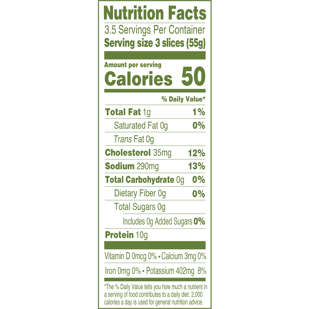 Applegate Natural Oven Roasted Chicken Breast Sliced Nutrition Fact Panel