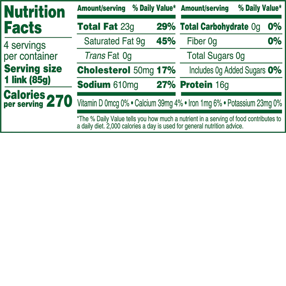Applegate Organics Classic Pork Italian Sausage - Nutrition Facts