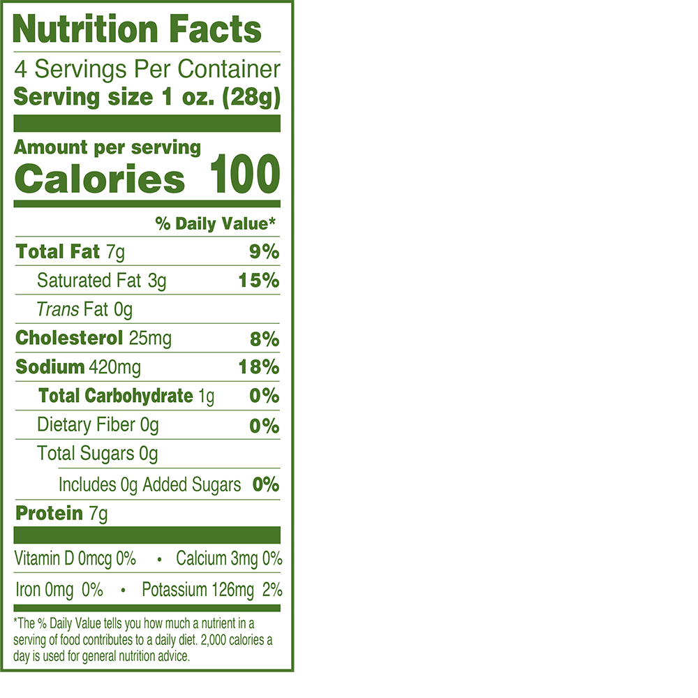 Applegate Organic Genoa Salami Nutrition Fact Panel