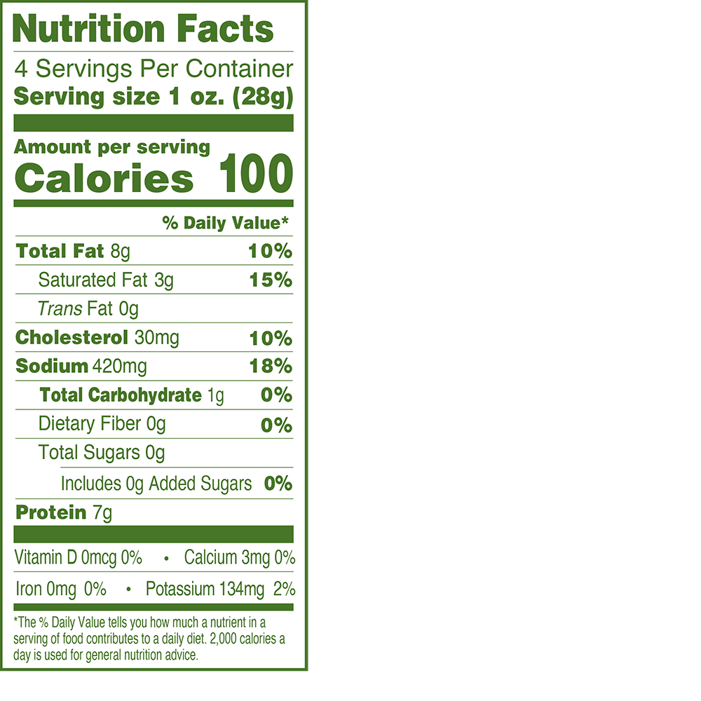Applegate Natural Genoa Salami Nutrition Fact Panel