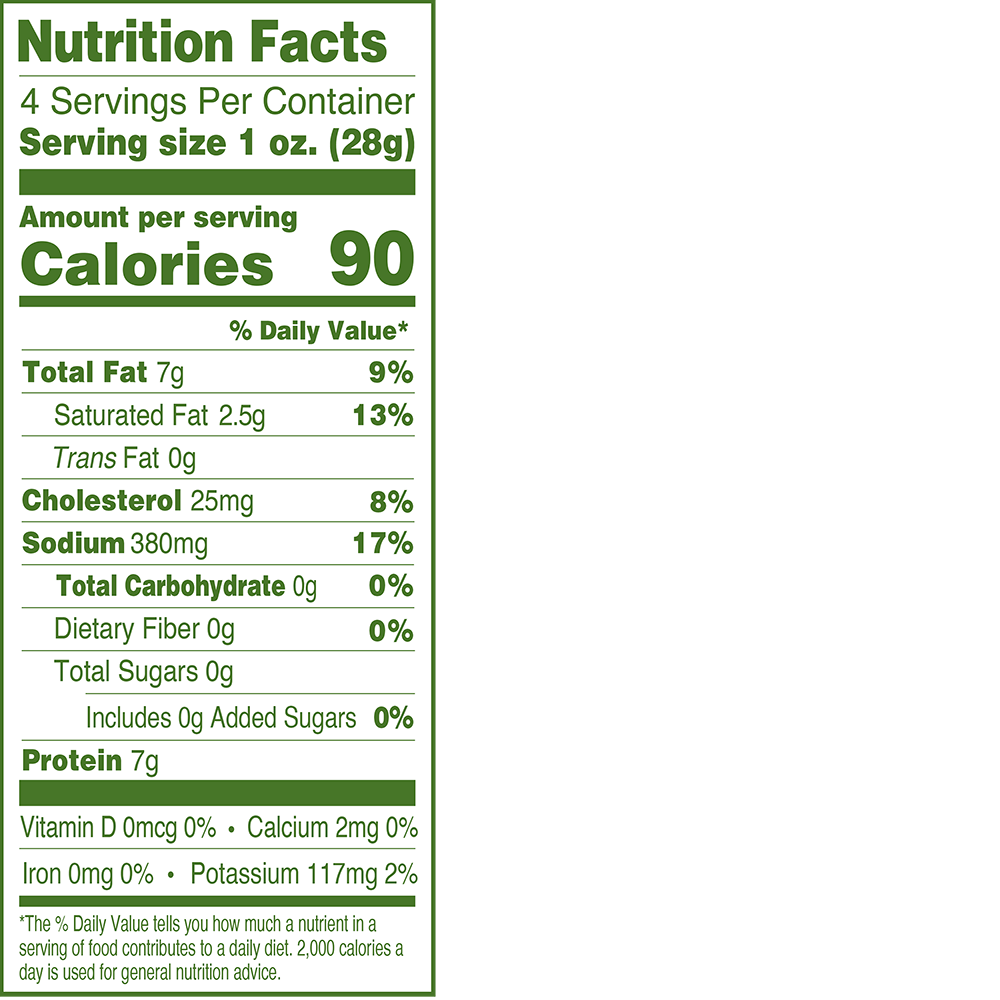 Applegate Natural Soppressata Nutrition Fact Panel