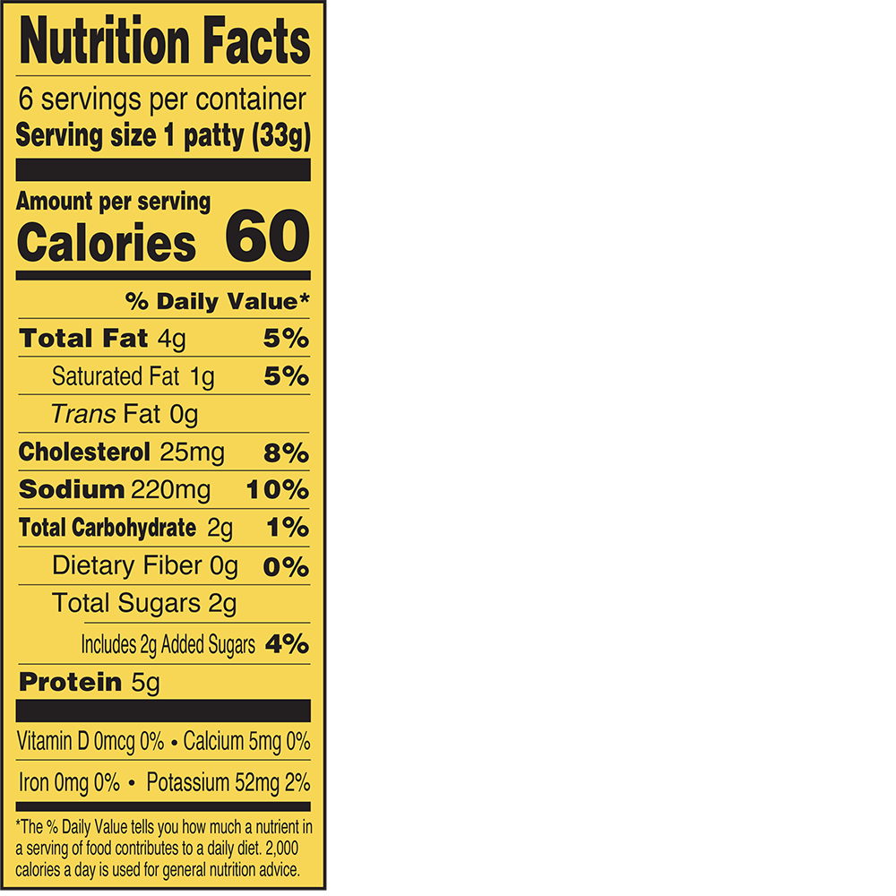Natural Chicken Maple Breakfast Sausage Patties Nutrition Facts