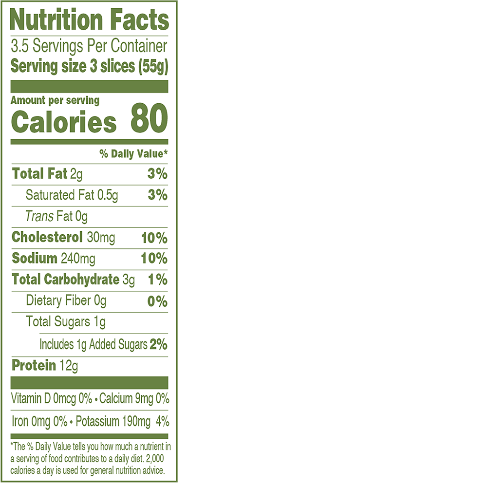 Applegate Naturals Cuban-Inspired Pork Loin Nutrition Fact Panel