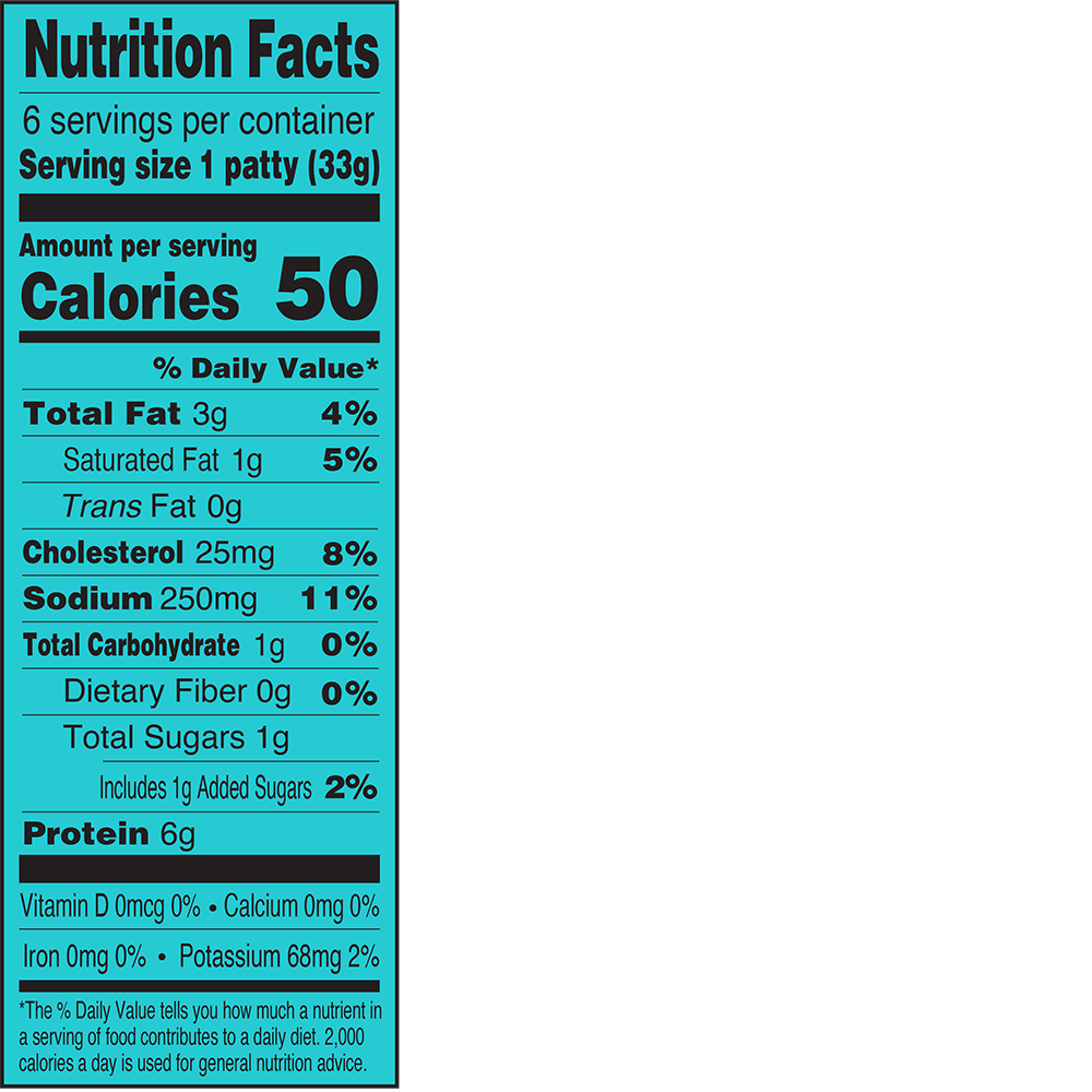 Natural Savory Turkey Breakfast Sausage Patties Nutrition Facts